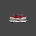 Red Classic Car With Chrome Accents Retro Design Vintage Body Lines And Tailfin Detail