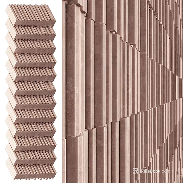 Modern Minimalist Textured Wall Hanging With Vertical Wooden Strips For Interior Decoration 3d model 
