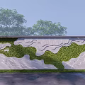 Outdoor Feature Wall With Green Plant Cover And Wavy White Designs