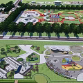 Park Landscape Design Featuring Green Spaces Circular Plazas And Tree Lined Paths 3d model