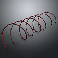 Red Curved Barbed Wire Weapon With Sharp Prongs And Metallic Structure Design 3d model