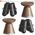 poliform modern side table solid wood side table 3d model