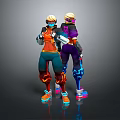 Game And Movie Character With Colorful Outfits Helmet Futuristic Design And Glowing Sneakers