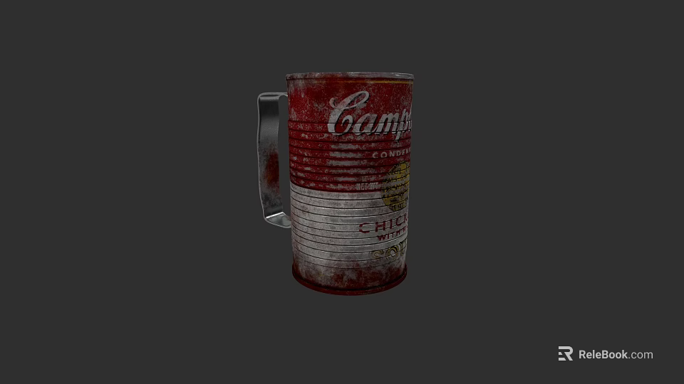 Vintage Campbell's Branded Mug With Retro Can Shape And Chili Label Design 3d model 