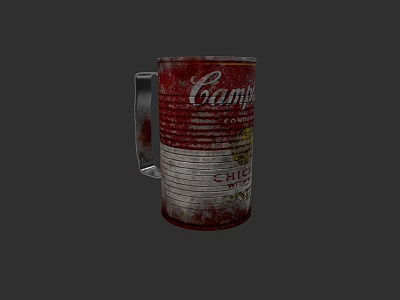 Vintage Campbell's Branded Mug With Retro Can Shape And Chili Label Design 3d model