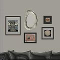 Abstract Paintings On Wall With Various Styles And Different Frames For Home Decor 3d model
