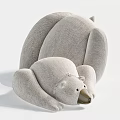 Polar Bear Shaped Light Gray Fabric Single Sofa with Cute Design 3d model