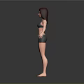 Game Movie Character Female with Sportswear Tank Top and Shorts Standing Pose