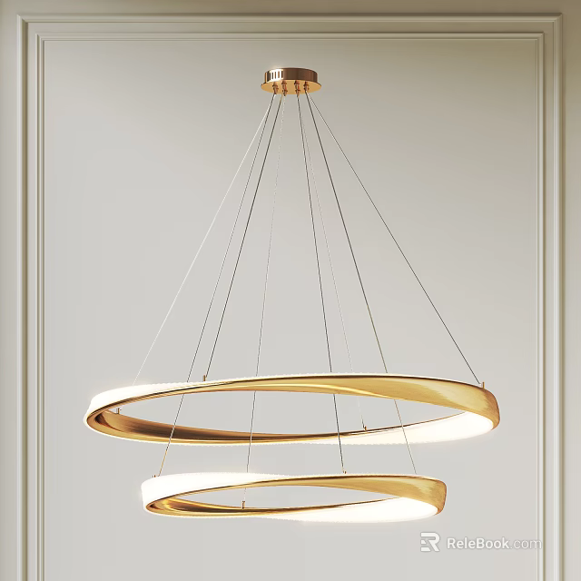 Modern Gold Double Circular Ring Chandelier With Hanging Design For Interior 3d model
