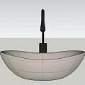 Modern Minimalist White Ceramic Above Counter Bowl Wash Basin With Black Faucet