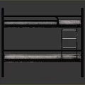 Black Metal Bunk Bed With Upper And Lower Mattresses For Home Use