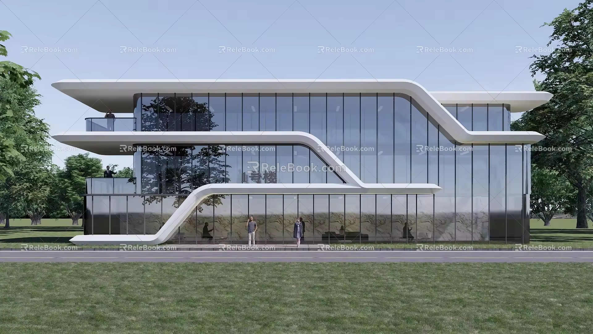 Modern Office Building Multi-storey Office Building Industrial Park Office Building Administrative Office Building Horizontal Line 3d model