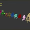 Assorted Colored Leisure Chairs With Different Styles Featuring Wooden Legs And Black Office Style