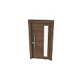 Wooden Hinged Doors Modern Design With Metal Handles And Glass Strips