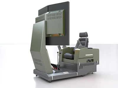 Industrial Equipment Control Console With Operator Seat And Large Display Screen 3d model