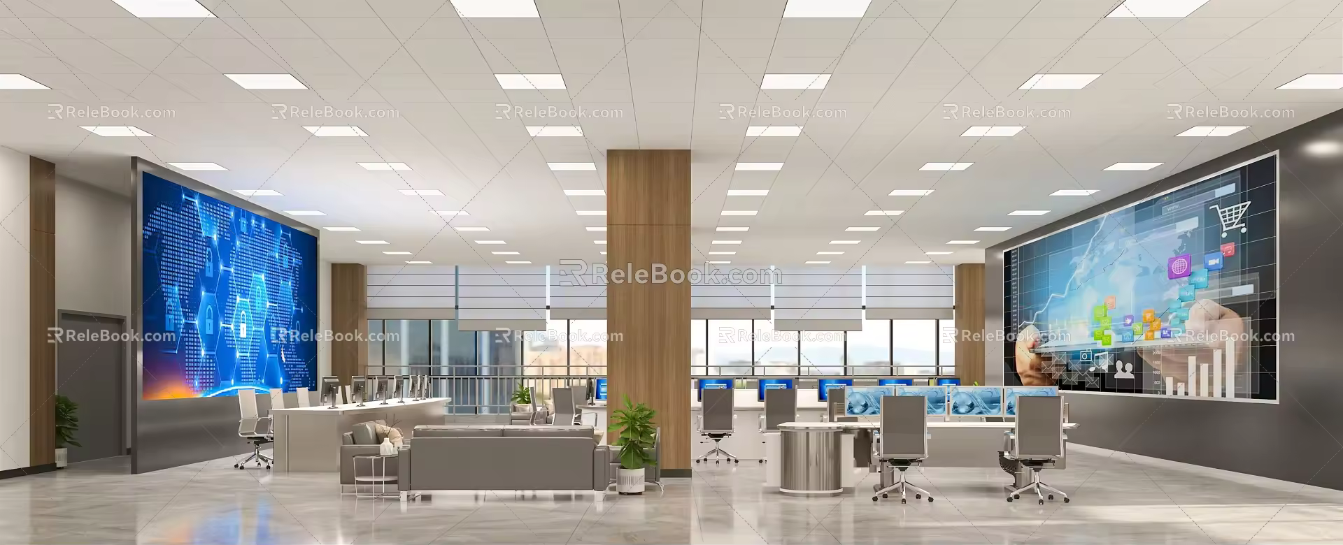 Modern Command Center Central Control Center Monitoring Center Monitoring Hall Public Security Monitoring and Command Hall 3d model
