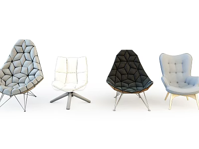 Modern Geometric Accent Chairs In Assorted Colors With Upholstered Fabric And Metal Legs 3d model
