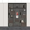 Modern Bookcase With Wooden White Panels Built-in Lighting Multiple Compartments And Decorative Items
