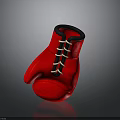 Red Boxing Glove With Black Trim And White Laces For Daily Use