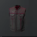 Gray Vest Featuring Pink Checkered Pattern And Decorative Accents On Front