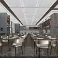 Elegant Modern Restaurant Interior With Pendant Lights Marble Floors Wooden Tables And Wine Racks