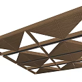 Modern Wooden Ceiling Design With Triangular Grid And Layered Linear Structure