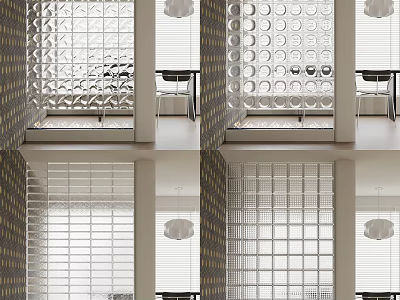 Modern Glass Room Dividers With Decorative Diamond Circular Square Patterns And Louvre Designs For Interior 3d model