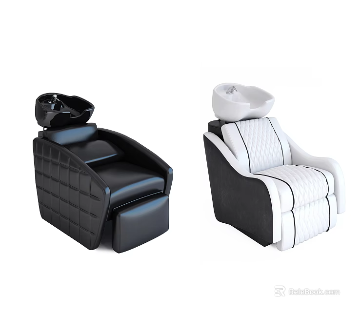 Modern Massage Chairs Black and White with Matching Headrests and Quilted Stitching Design 3d model 