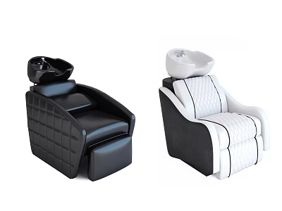 Modern Massage Chairs Black and White with Matching Headrests and Quilted Stitching Design 3d model