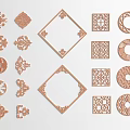 Intricate Carving Decorative Patterns With Square Diamond Round Snowflake And Geometric Designs 3d model