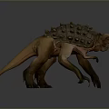 3D Model Of Fantasy Armored Reptile Character With Spiked Shell And Thick Limbs