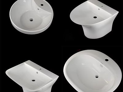 White Ceramic Washbasins With Various Shapes For Modern Bathroom Fixtures 3d model
