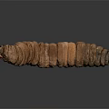 Brown Long Segmented Caterpillar on Dark Gray Background with Reflection 3d model