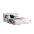 Modern White Double Bed With Colorful Pillows And Cozy Blanket For Bedroom