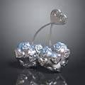 Silver Cherry Shaped Sculpture Carving With Heart And Spiral Decorative Patterns 3d model