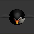 Cartoon Penguin Character With White Body Black Wings Orange Beak And Feet
