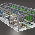Industrial Factory Interior With Steel Frame Structure Conveyor Belts And Machinery Equipment