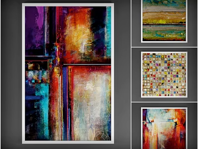 Colorful Abstract Oil Paintings Showcasing Vibrant Hues Modern Styles And Artistic Designs 3d model