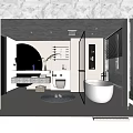 Modern Bathroom Interior Design With Vanity Mirror Bathtub Shower And Decorative Lighting