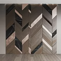 Modern Bed Background Wall Design Featuring Herringbone Pattern And Mixed Materials 3d model