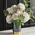 Elegant Marble Vase With Gold Base Holding Pink Roses White Peonies And Green Leaves