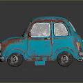 Vintage Blue Mini Car With Rusty Exterior And Classic Retro Design