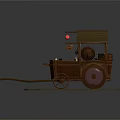 Traditional Vintage Food Cart Design With Tiled Roof Wooden Wheels And Pink Lamp