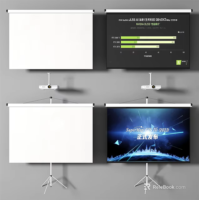 Advanced Projection Monitoring System with High Definition Screens Control Panels and Clear Display Interfaces 3d model 