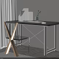 Sleek Modern Black Home Office Desk With Polished Metal Frame And Stylish X Shaped Chair
