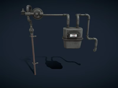 Industrial Equipment with Metal Pipes Valve Control Gauge and Mounted Pole Structure 3d model