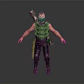 3D Tactical Soldier Character Model With Black Vest And Back Weapon