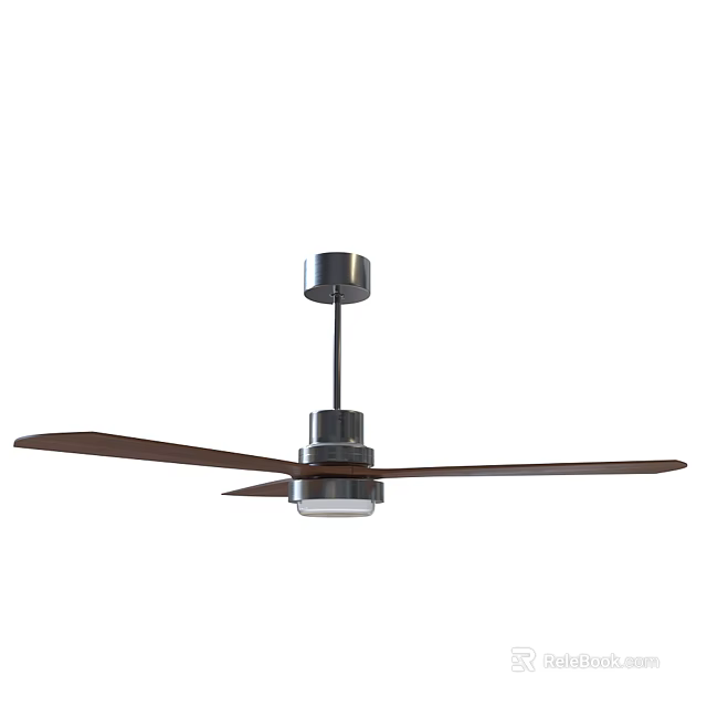 Modern Ceiling Air Conditioner Fan With Wooden Blades And Metal Frame 3d model 