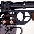 Classic Military Style Machine Gun Design With Drum Magazine And Wooden Stock