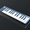 Portable Electronic Keyboard with Black White Keys Control Knobs for Music Practice 3d model